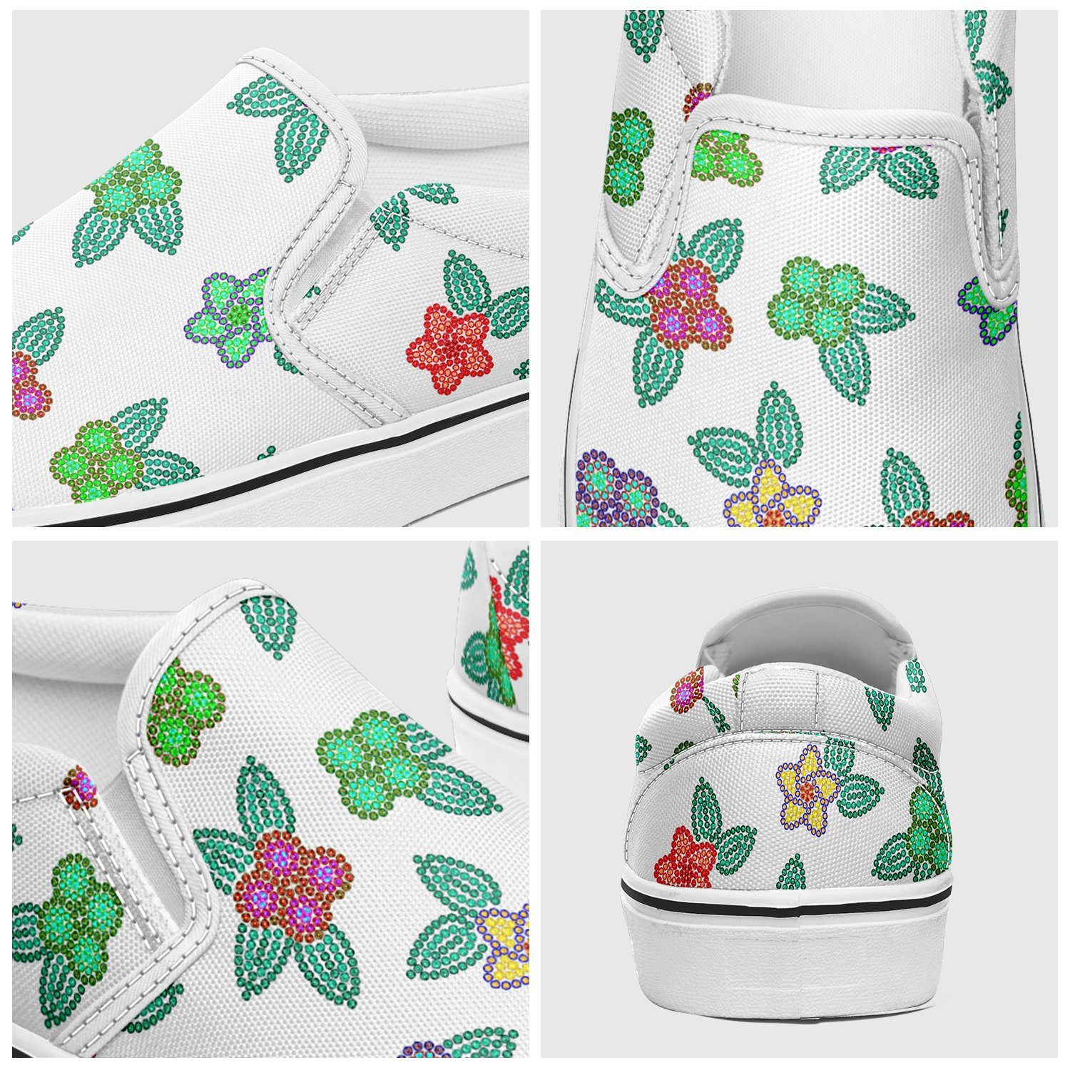 Berry Flowers White Otoyimm Canvas Slip On Shoes otoyimm Herman 