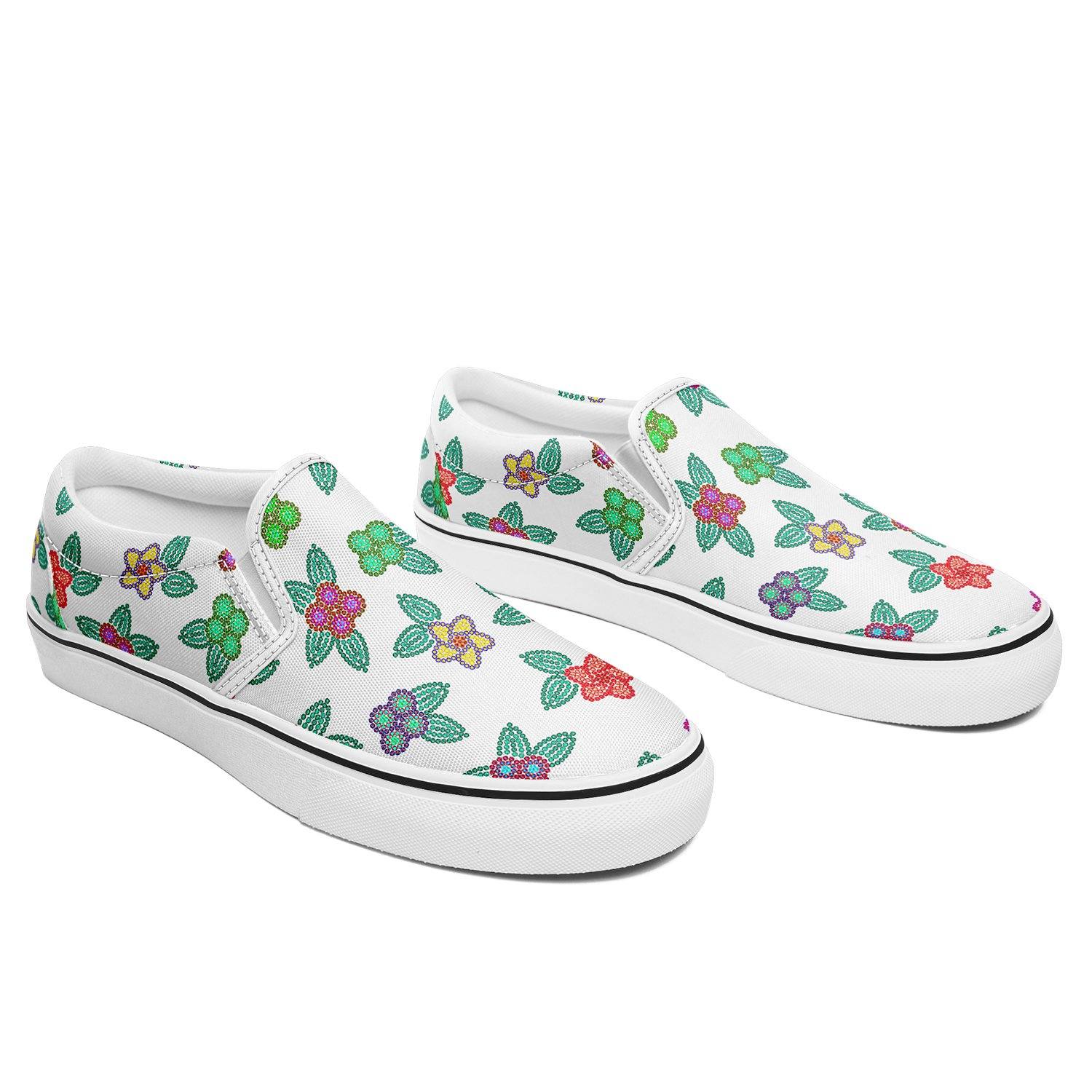 Berry Flowers White Otoyimm Kid's Canvas Slip On Shoes otoyimm Herman 
