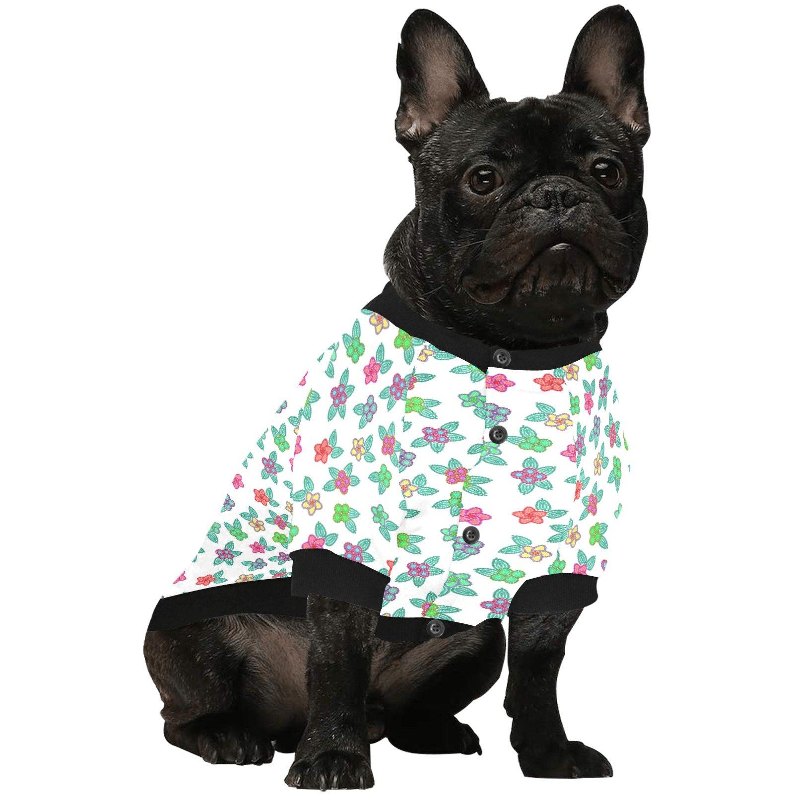 Berry Flowers White Pet Dog Round Neck Shirt Pet Dog Round Neck Shirt e-joyer 