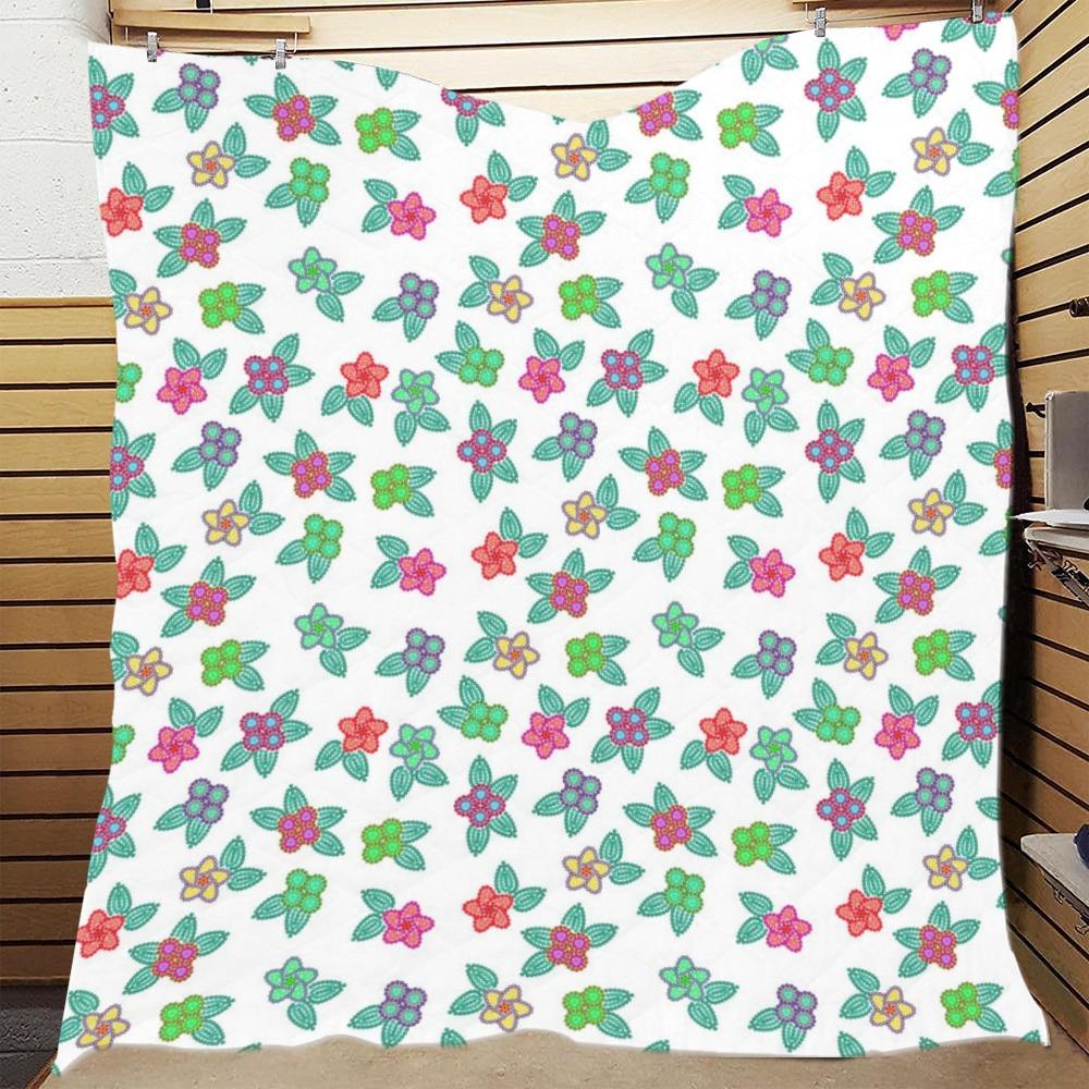 Berry Flowers White Quilt 70"x80" Quilt 70"x80" e-joyer 