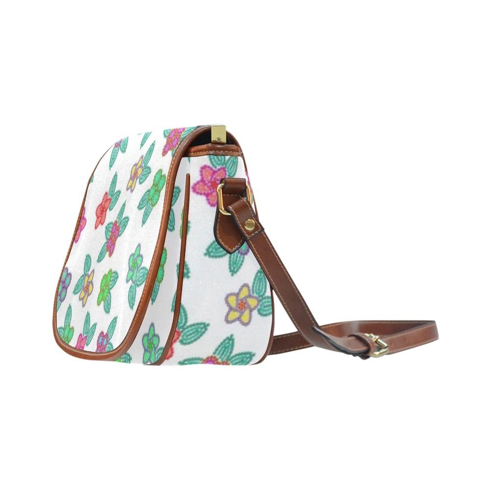 Berry Flowers White Saddle Bag/Small (Model 1649) Full Customization bag e-joyer 