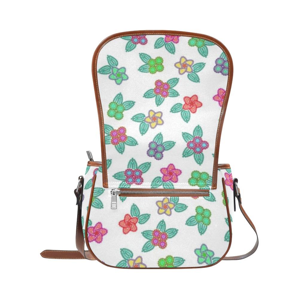 Berry Flowers White Saddle Bag/Small (Model 1649) Full Customization bag e-joyer 