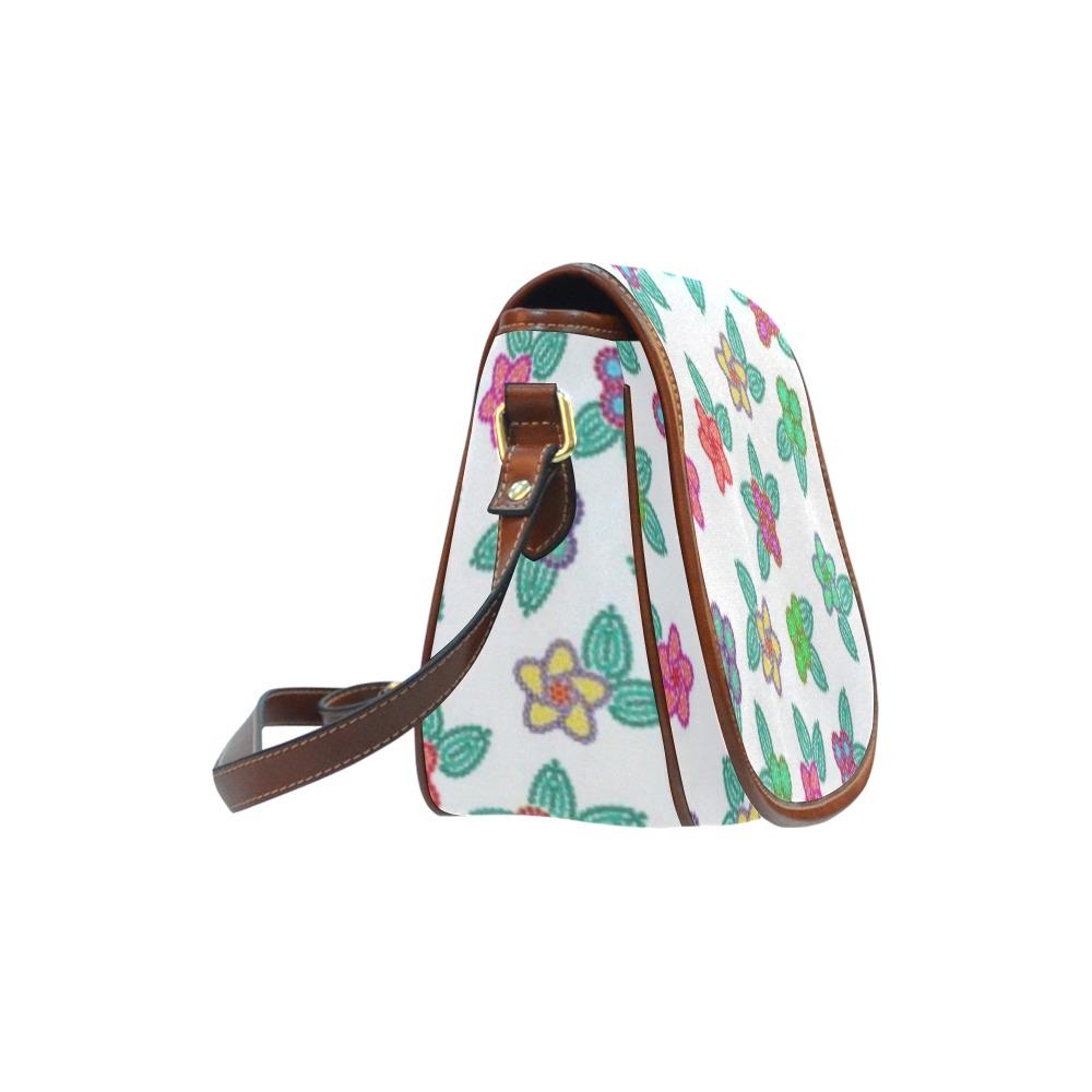 Berry Flowers White Saddle Bag/Small (Model 1649) Full Customization bag e-joyer 