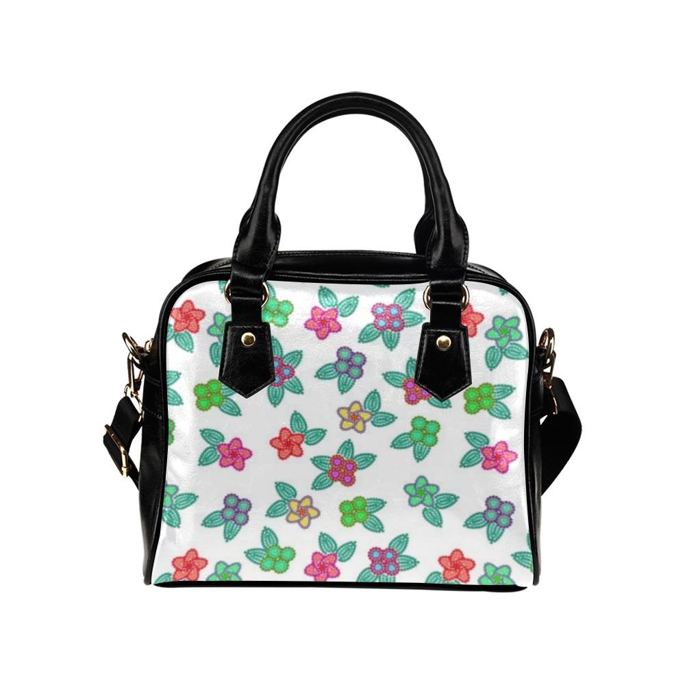 Berry Flowers White Shoulder Handbag (Model 1634) Shoulder Handbags (1634) e-joyer 