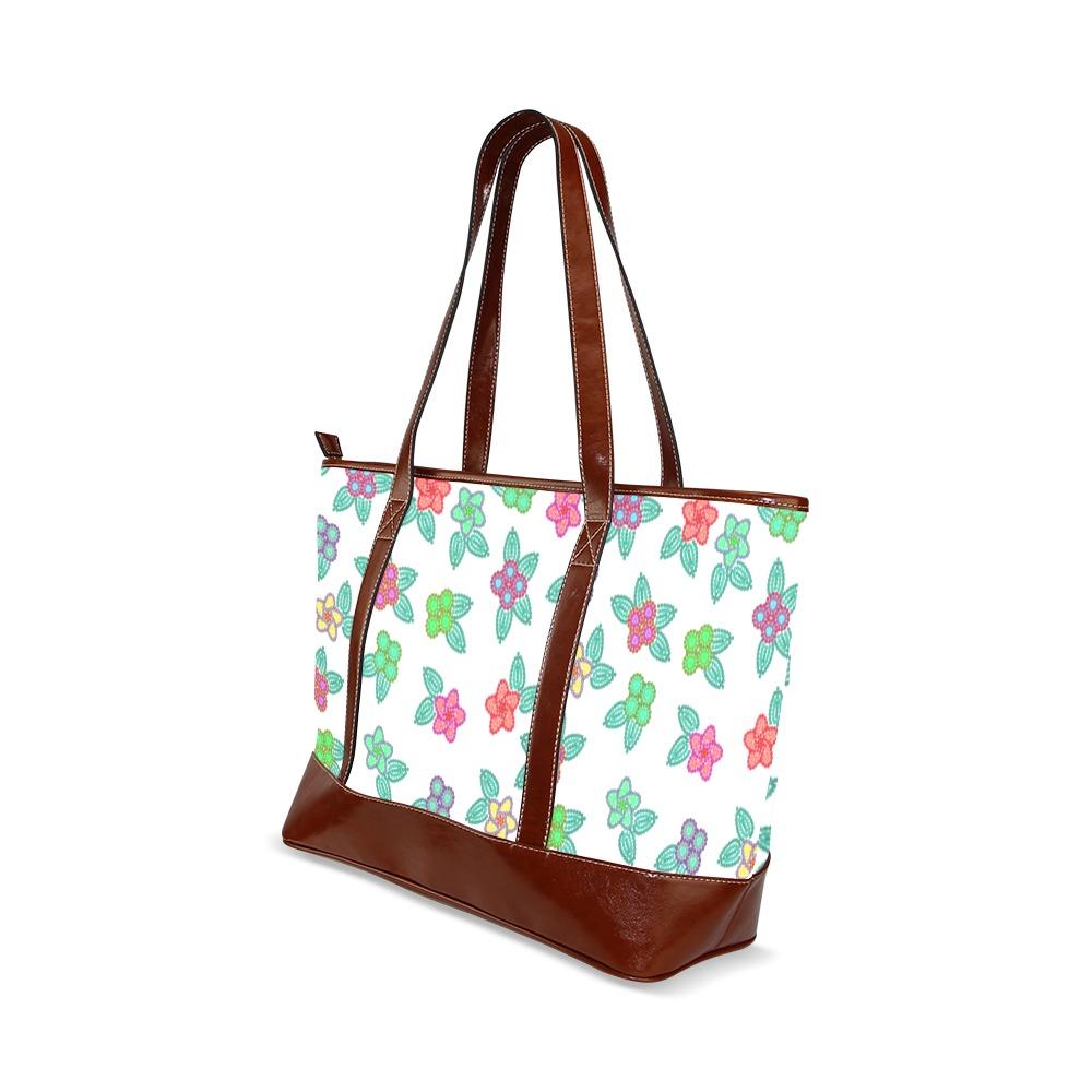 Berry Flowers White Tote Handbag (Model 1642) handbag e-joyer 