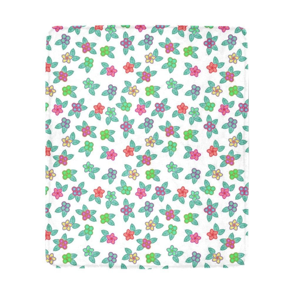 Berry Flowers White Ultra-Soft Micro Fleece Blanket 50"x60" Ultra-Soft Blanket 50''x60'' e-joyer 