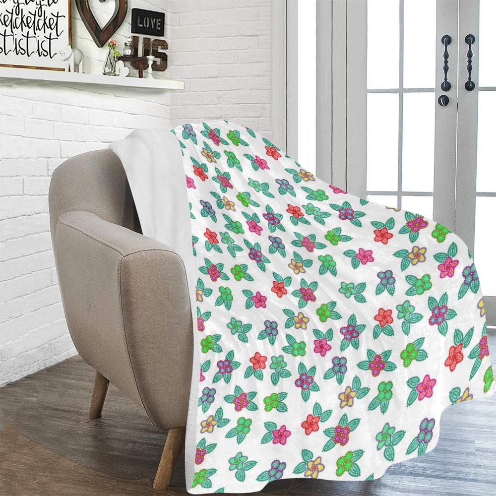 Berry Flowers White Ultra-Soft Micro Fleece Blanket 60"x80" Ultra-Soft Blanket 60''x80'' e-joyer 