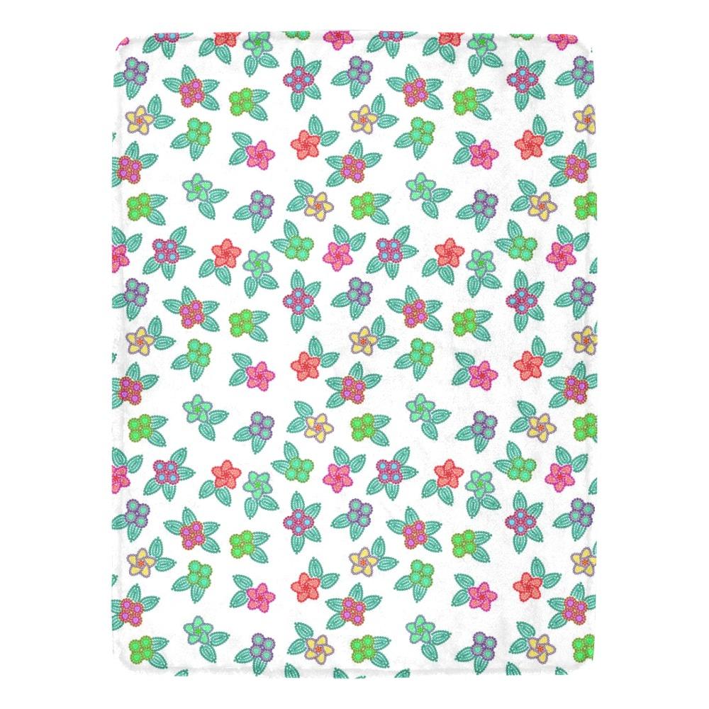 Berry Flowers White Ultra-Soft Micro Fleece Blanket 60"x80" Ultra-Soft Blanket 60''x80'' e-joyer 