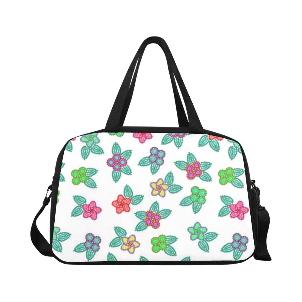 Berry Flowers White Weekend Travel Bag (Model 1671) bag e-joyer 