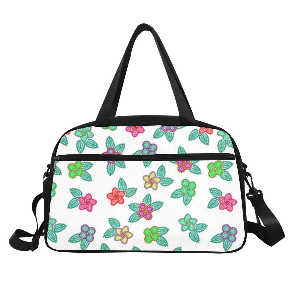 Berry Flowers White Weekend Travel Bag (Model 1671) bag e-joyer 