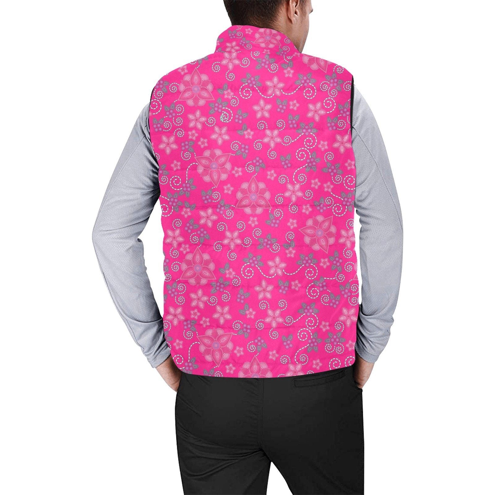 Berry Picking Pink Men's Padded Vest Jacket (Model H44) Men's Padded Vest Jacket (H44) e-joyer 