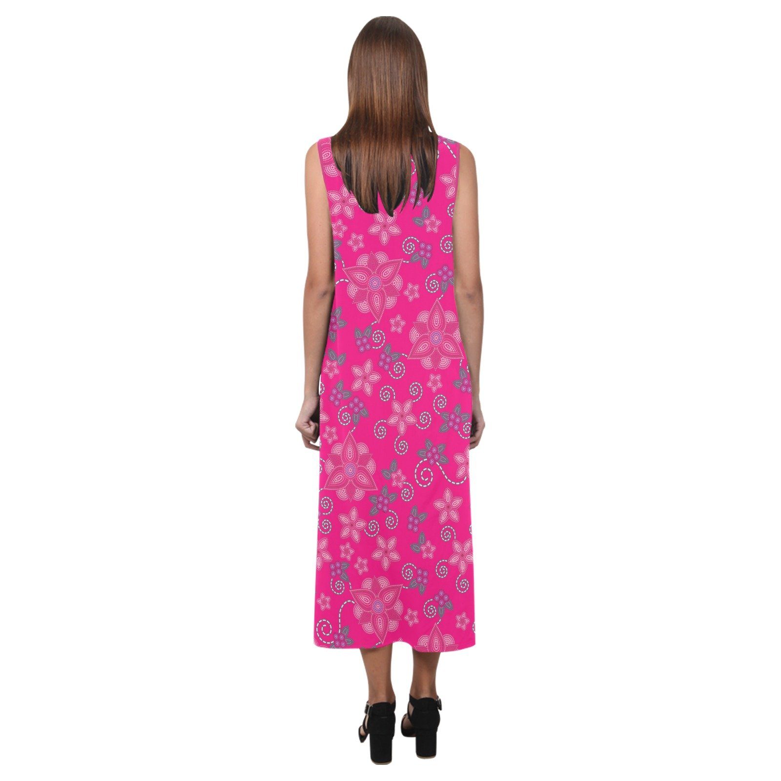 Berry Picking Pink Phaedra Sleeveless Open Fork Long Dress (Model D08) dress e-joyer 