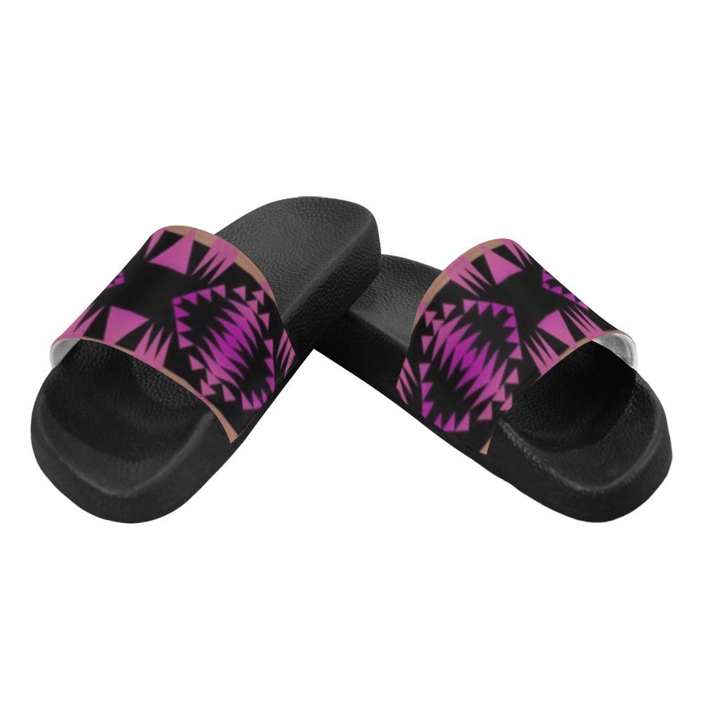 Between the Mountains Berry Men's Slide Sandals (Model 057) Men's Slide Sandals (057) e-joyer 