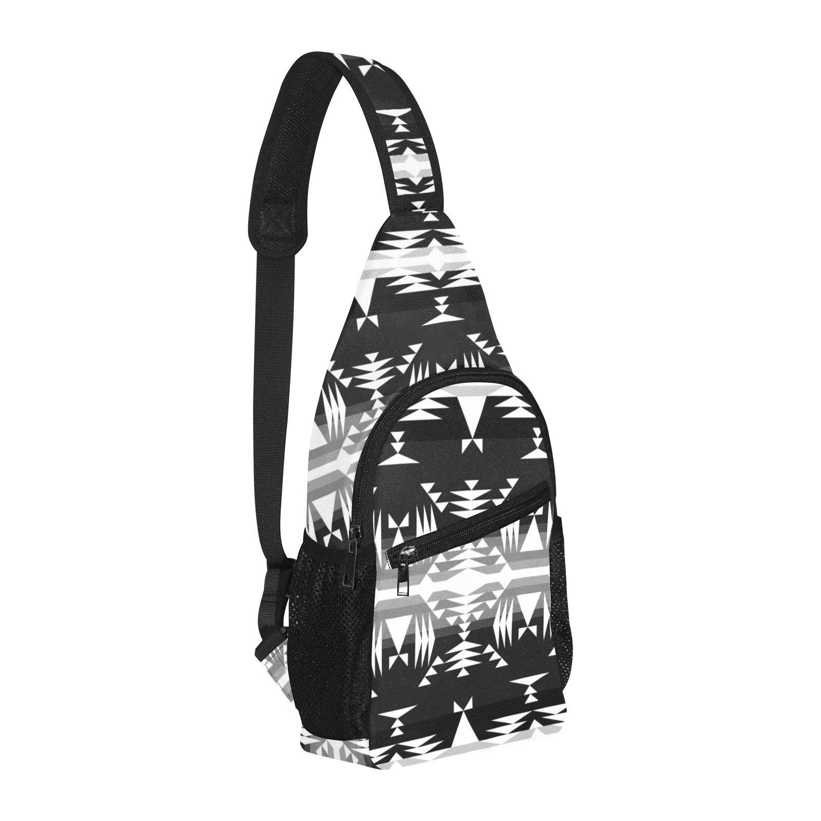 Between the Mountains Black and White All Over Print Chest Bag (Model 1719) All Over Print Chest Bag (1719) e-joyer 