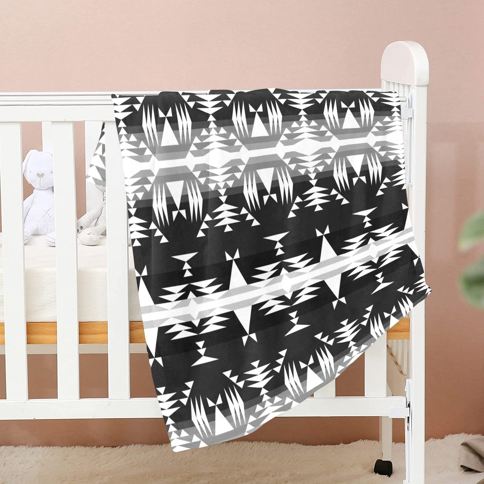 Between the Mountains Black and White Baby Blanket 40"x50" Baby Blanket 40"x50" e-joyer 