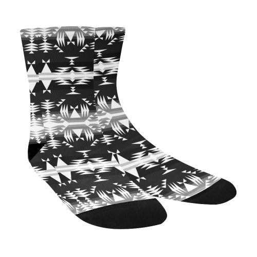 Between the Mountains Black and White Crew Socks Crew Socks e-joyer 