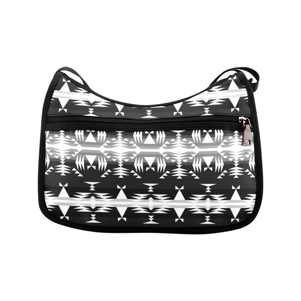 Between the Mountains Black and White Crossbody Bags (Model 1616) Crossbody Bags (1616) e-joyer 