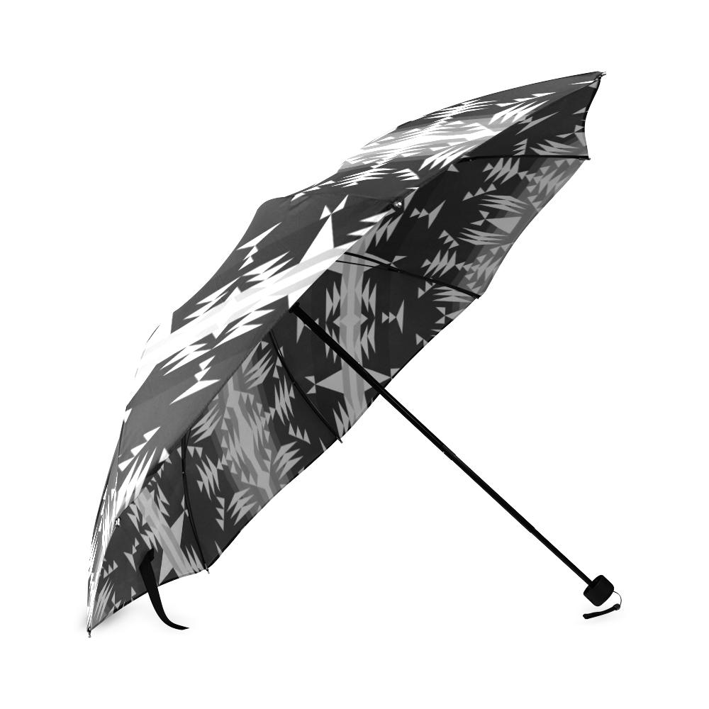 Between the Mountains Black and White Foldable Umbrella Foldable Umbrella e-joyer 
