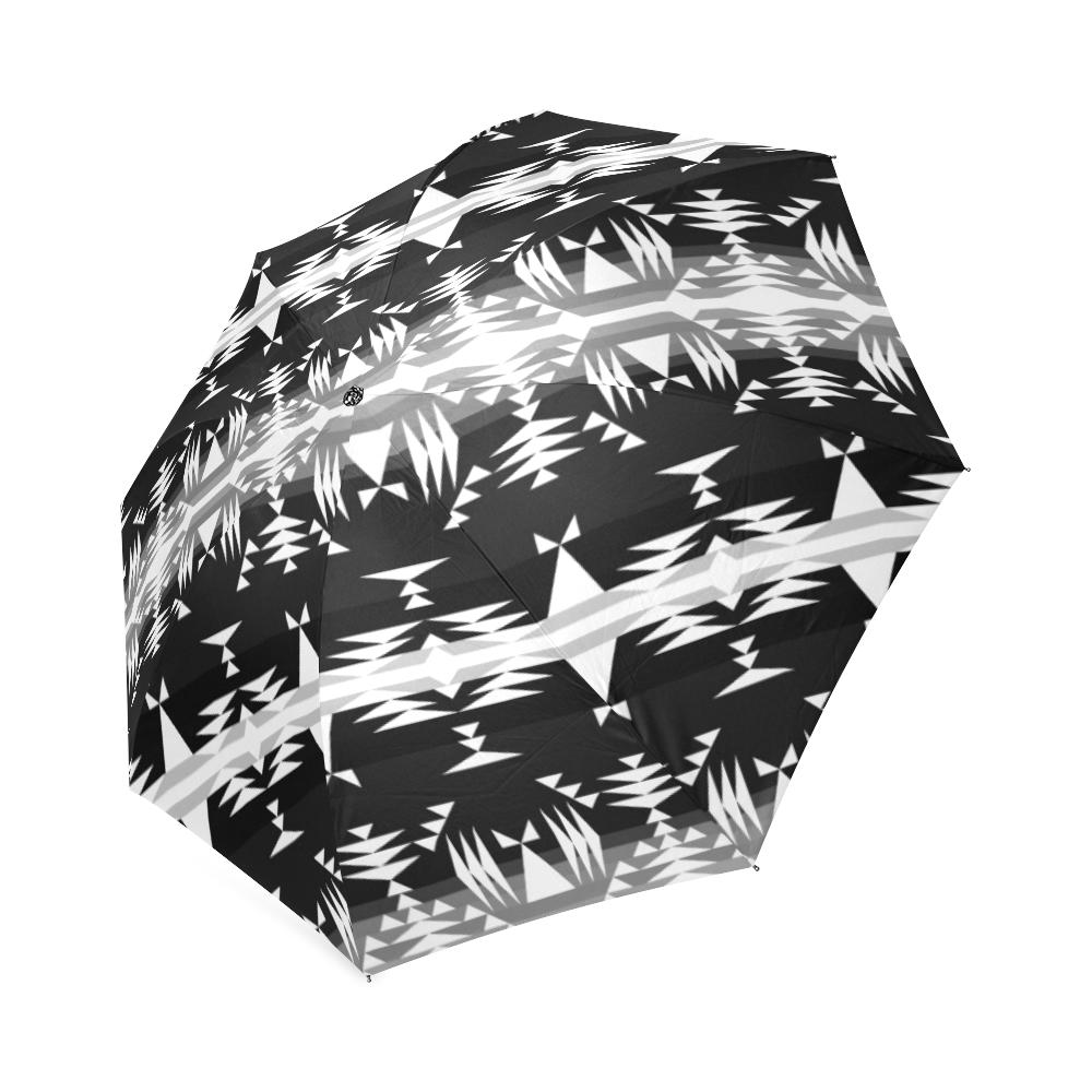 Between the Mountains Black and White Foldable Umbrella Foldable Umbrella e-joyer 