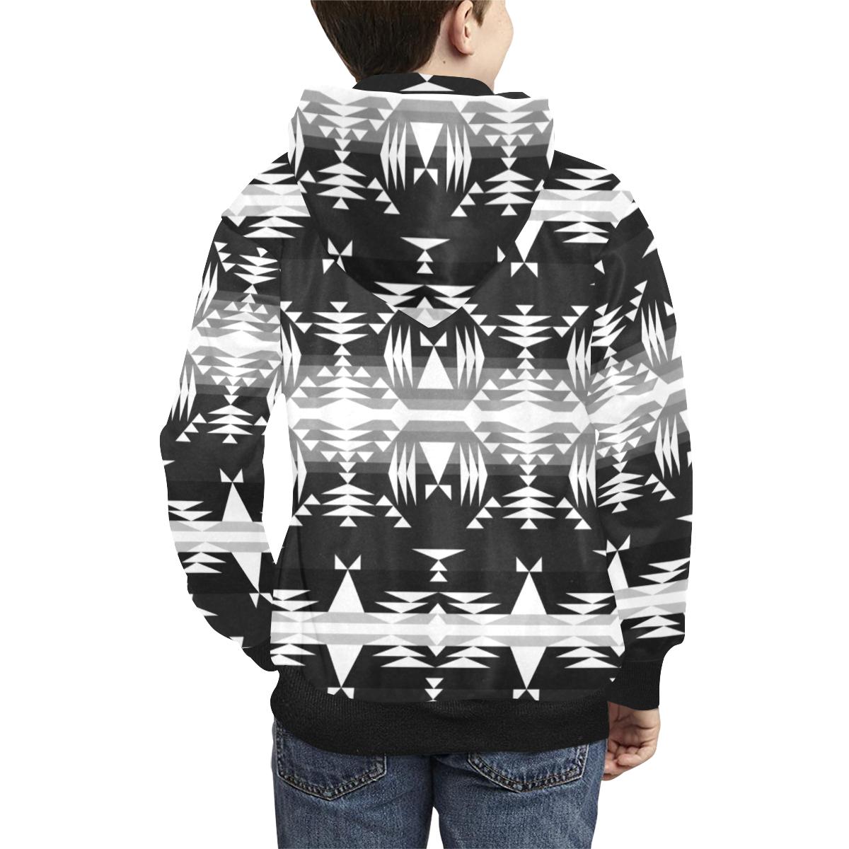 Between the Mountains Black and White Kids' All Over Print Hoodie (Model H38) Kids' AOP Hoodie (H38) e-joyer 