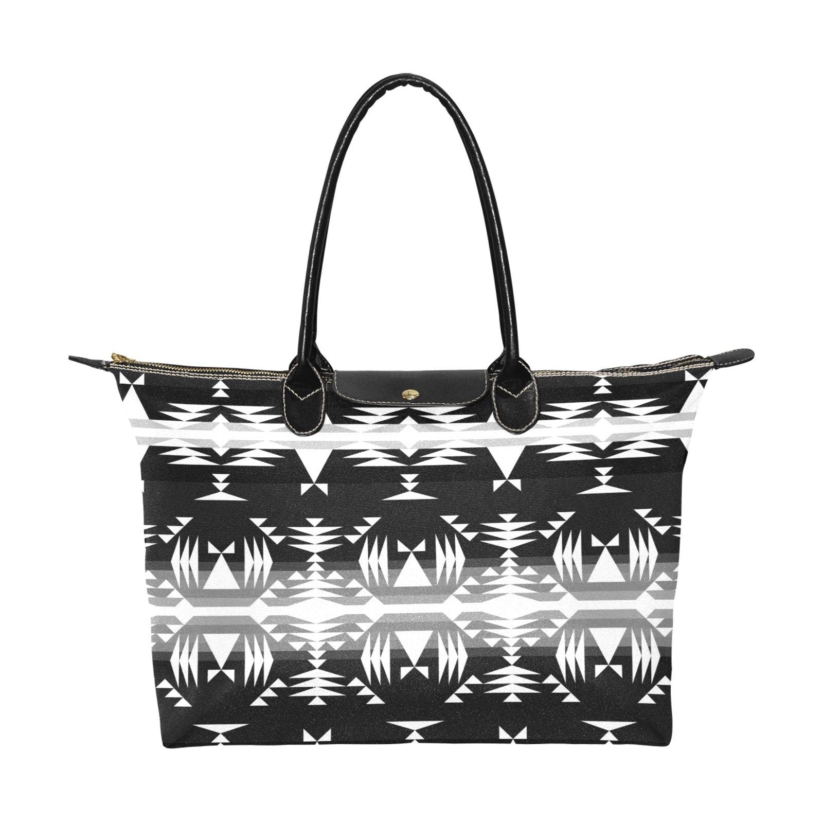 Between the Mountains Black and White Single-Shoulder Lady Handbag (Model 1714) bag e-joyer 