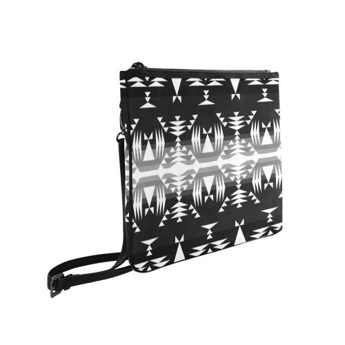 Between the Mountains Black and White Slim Clutch Bag (Model 1668) Slim Clutch Bags (1668) e-joyer 