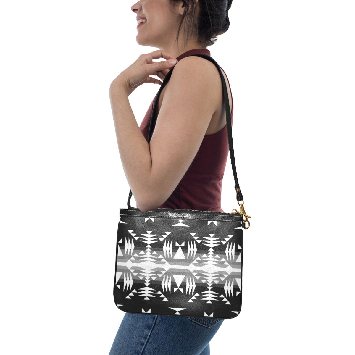 Between the Mountains Black and White Small Shoulder Bag (Model 1710) Small Shoulder Bag (1710) e-joyer 