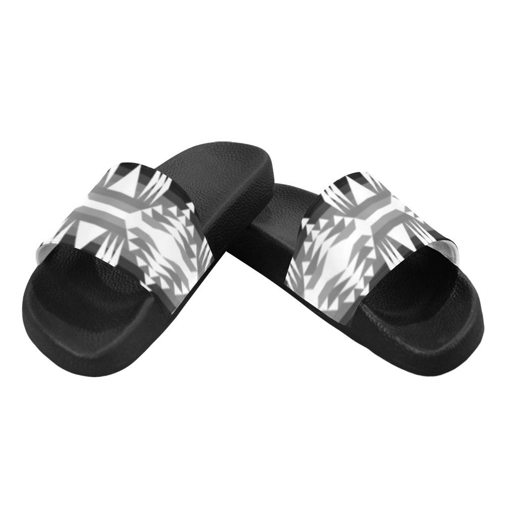 Between the Mountains Black and White Women's Slide Sandals (Model 057) Women's Slide Sandals (057) e-joyer 