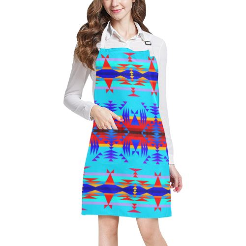 Between the Mountains Blue All Over Print Apron All Over Print Apron e-joyer 