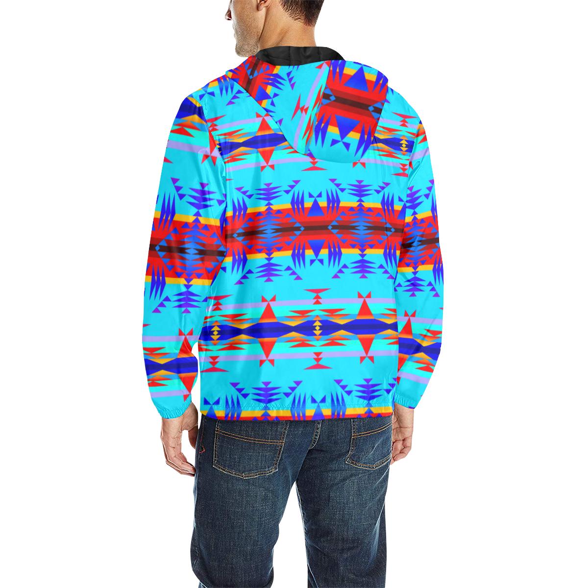 Between the Mountains Blue Unisex Quilted Coat All Over Print Quilted Windbreaker for Men (H35) e-joyer 