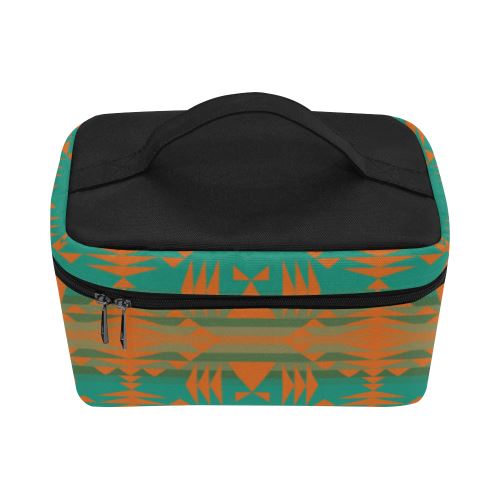 Between the Mountains Deep Lake Orange Cosmetic Bag/Large (Model 1658) Cosmetic Bag e-joyer 