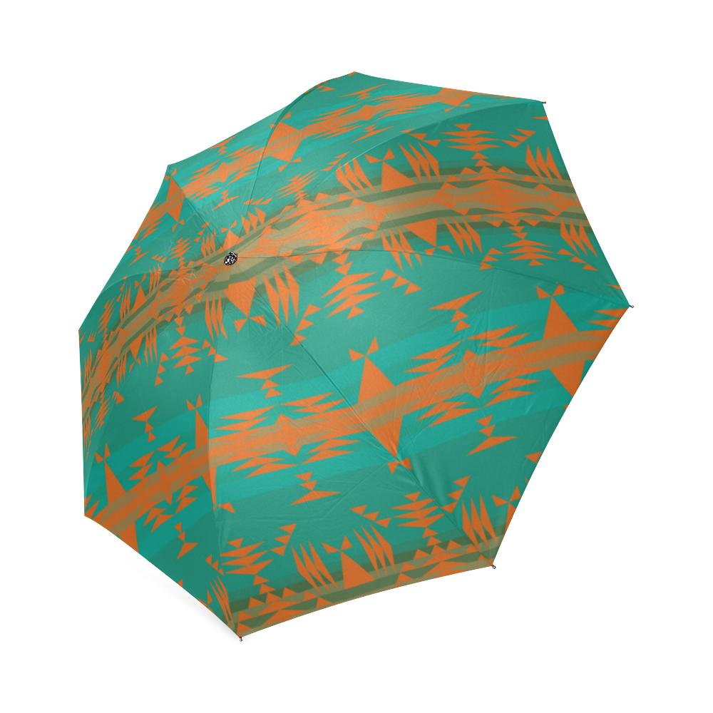 Between the Mountains Deep Lake Orange Foldable Umbrella Foldable Umbrella e-joyer 