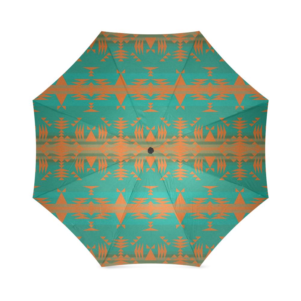 Between the Mountains Deep Lake Orange Foldable Umbrella Foldable Umbrella e-joyer 