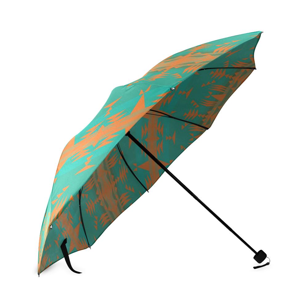 Between the Mountains Deep Lake Orange Foldable Umbrella Foldable Umbrella e-joyer 