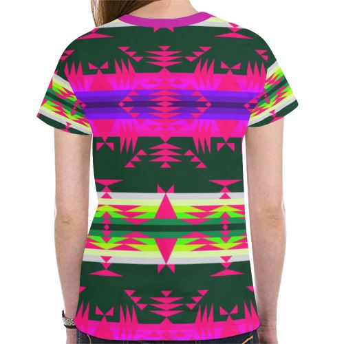 Between the Mountains Deep Lake Sunset New All Over Print T-shirt for Women (Model T45) New All Over Print T-shirt for Women (T45) e-joyer 