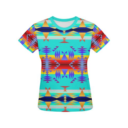 Between the Mountains Fire All Over Print T-shirt for Women/Large Size (USA Size) (Model T40) All Over Print T-Shirt for Women/Large (T40) e-joyer 