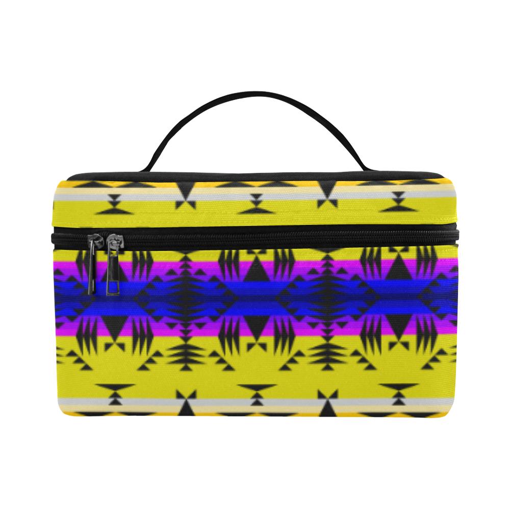 Between the Mountains Greasy Yellow Cosmetic Bag/Large (Model 1658) Cosmetic Bag e-joyer 