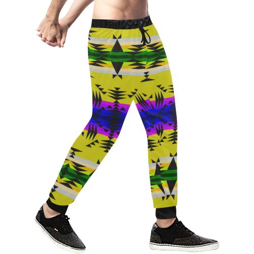Between the Mountains Greasy Yellow Men's All Over Print Sweatpants (Model L11) Men's All Over Print Sweatpants (L11) e-joyer 