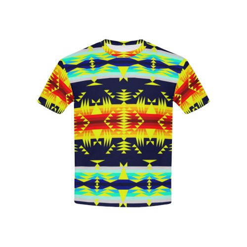 Between the Mountains Navy Yellow All Over Print T-shirt for Kid (USA Size) (Model T40) All Over Print T-shirt for Kid (T40) e-joyer 
