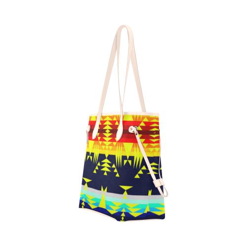 Between the Mountains Navy Yellow Clover Canvas Tote Bag (Model 1661) Clover Canvas Tote Bag (1661) e-joyer 