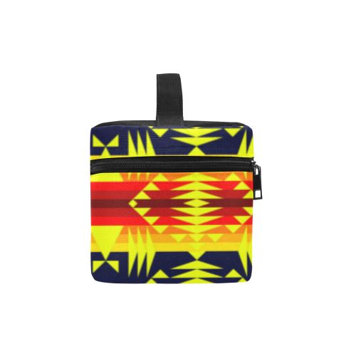 Between the Mountains Navy Yellow Cosmetic Bag/Large (Model 1658) Cosmetic Bag e-joyer 