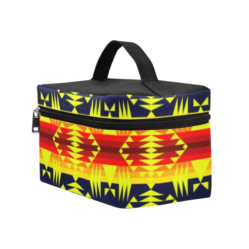 Between the Mountains Navy Yellow Cosmetic Bag/Large (Model 1658) Cosmetic Bag e-joyer 