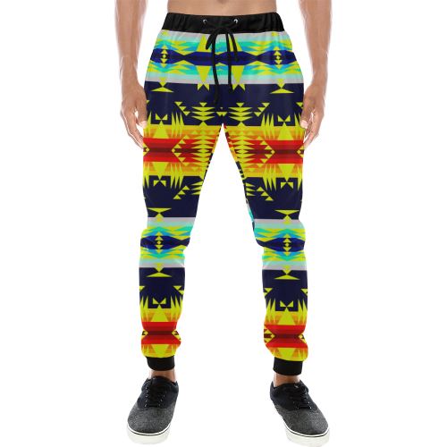 Between the Mountains Navy Yellow Men's All Over Print Sweatpants (Model L11) Men's All Over Print Sweatpants (L11) e-joyer 