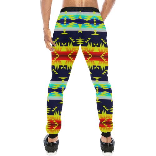 Between the Mountains Navy Yellow Men's All Over Print Sweatpants (Model L11) Men's All Over Print Sweatpants (L11) e-joyer 