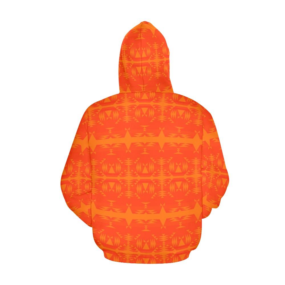 Between the Mountains Orange All Over Print Hoodie for Women (USA Size) (Model H13) All Over Print Hoodie for Women (H13) e-joyer 