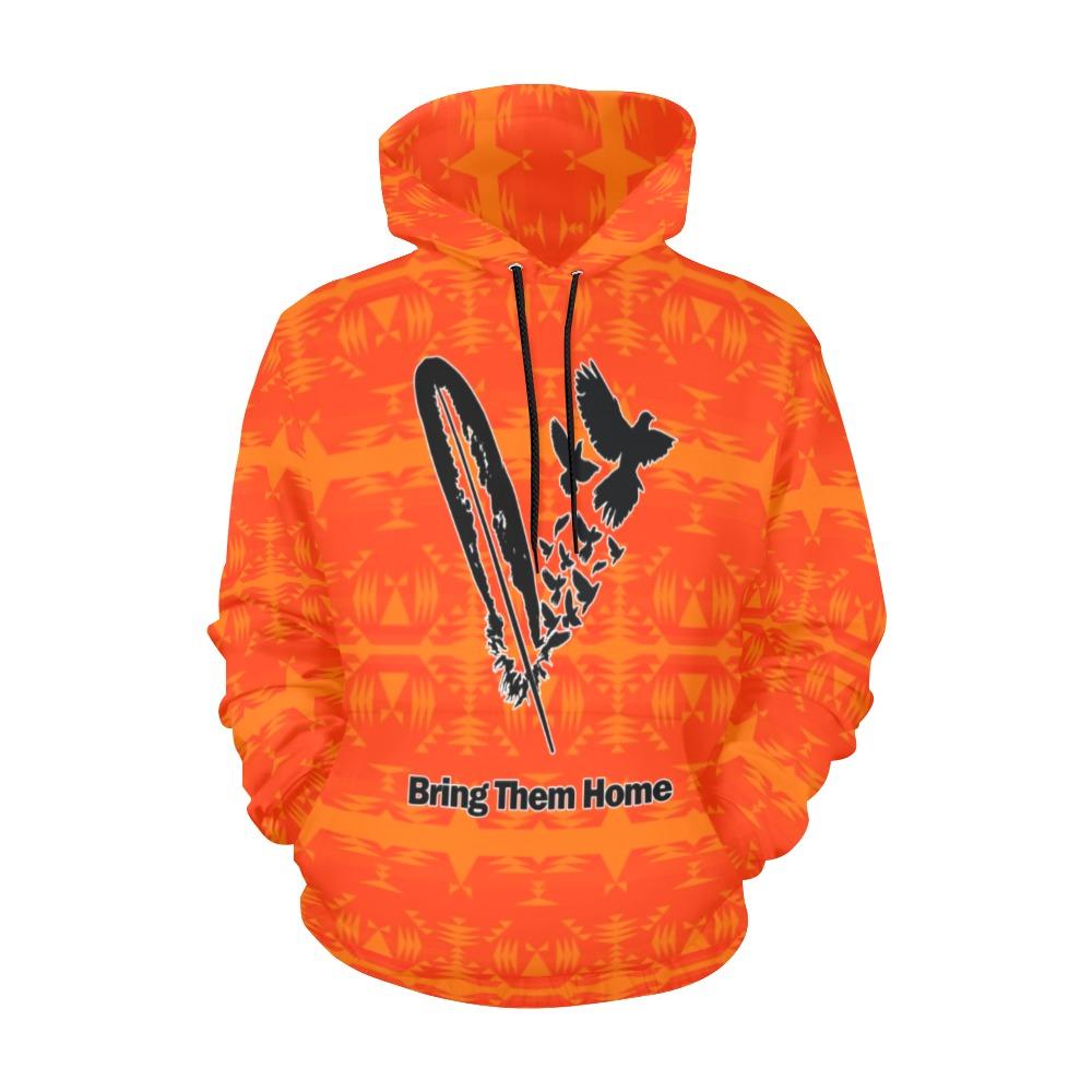 Between the Mountains Orange Bring Them Home All Over Print Hoodie for Women (USA Size) (Model H13) All Over Print Hoodie for Women (H13) e-joyer 