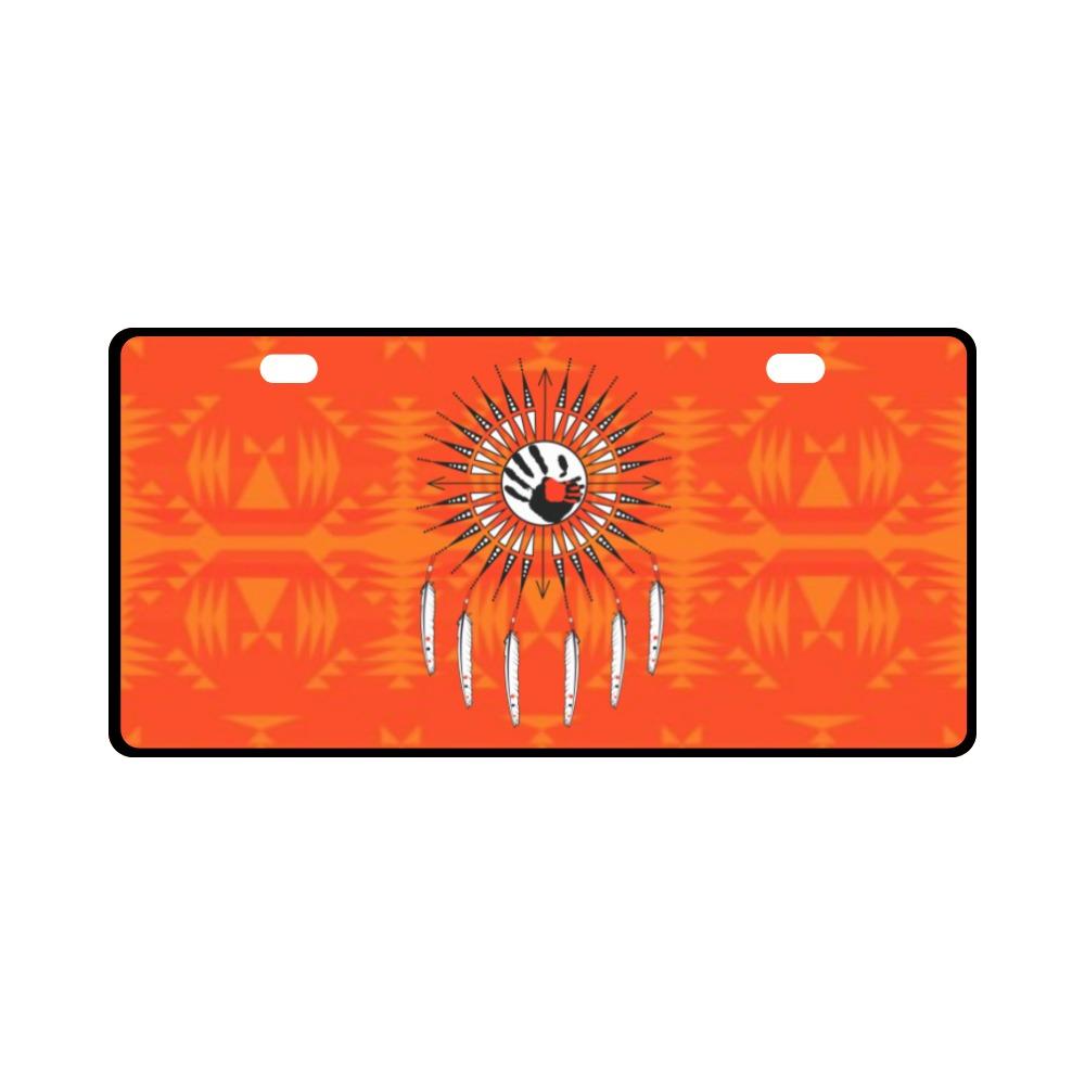 Between the Mountains Orange Feather Directions License Plate License Plate e-joyer 