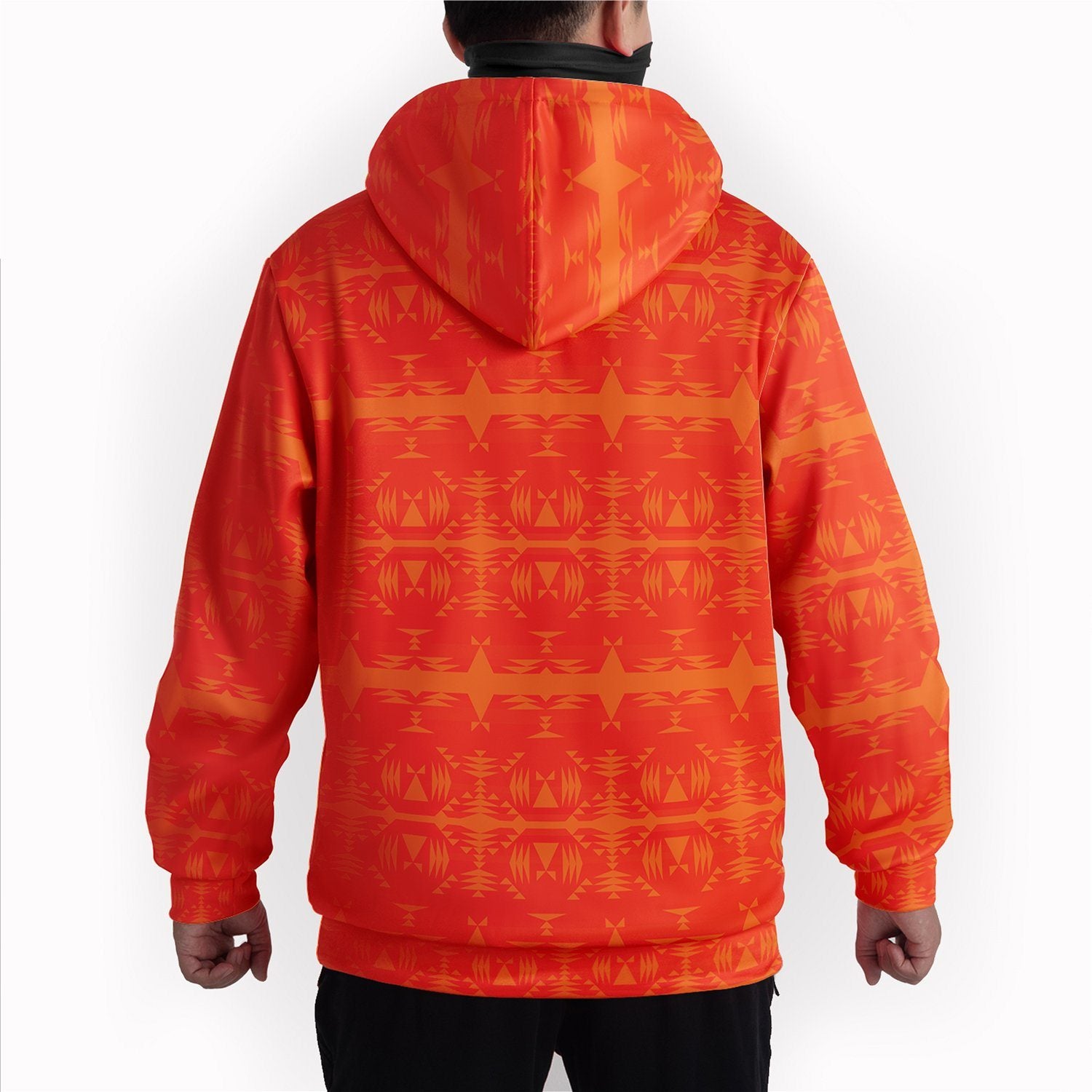 Between the Mountains Orange Hoodie with Face Cover Hoodie with Face Cover Herman 