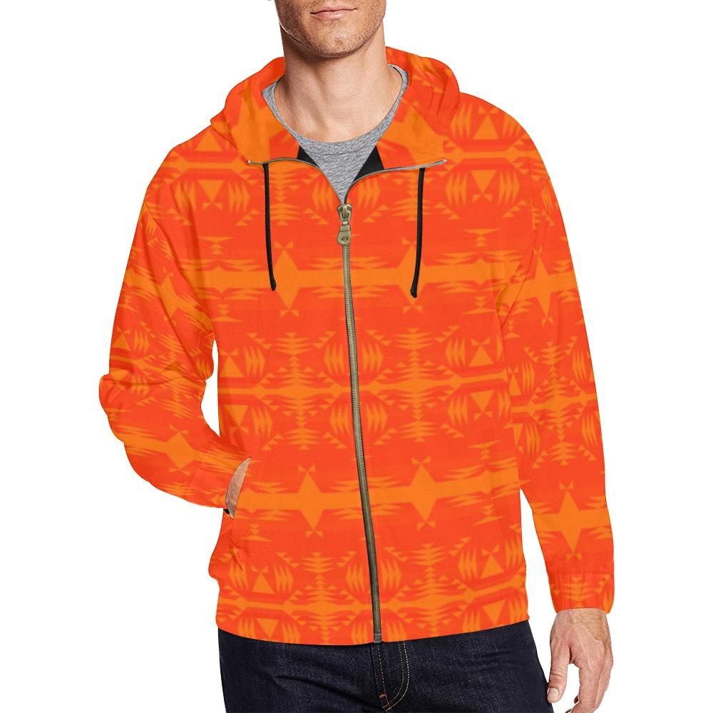 Between the Mountains Orange Orange Carrying Their Prayers All Over Print Full Zip Hoodie for Men (Model H14) All Over Print Full Zip Hoodie for Men (H14) e-joyer 