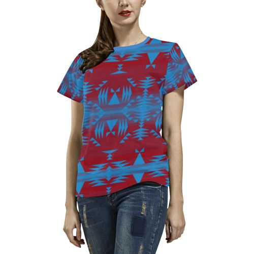 Between the Mountains Sierra Deep Lake All Over Print T-shirt for Women/Large Size (USA Size) (Model T40) All Over Print T-Shirt for Women/Large (T40) e-joyer 